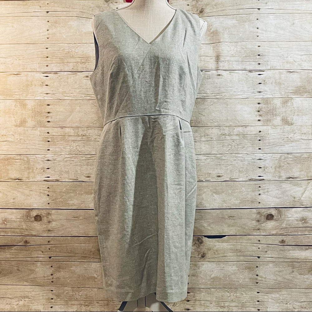 Host Pick! Banana Republic Gray Silver Metallic Sheath Dress Italian Fabric